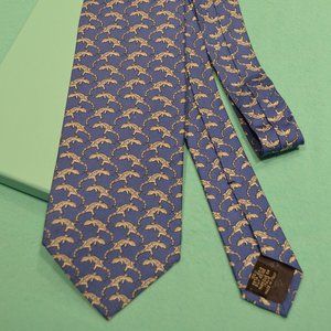Tiffany & Co Silk Blue with Gray Salamanders (Gecko) Tie